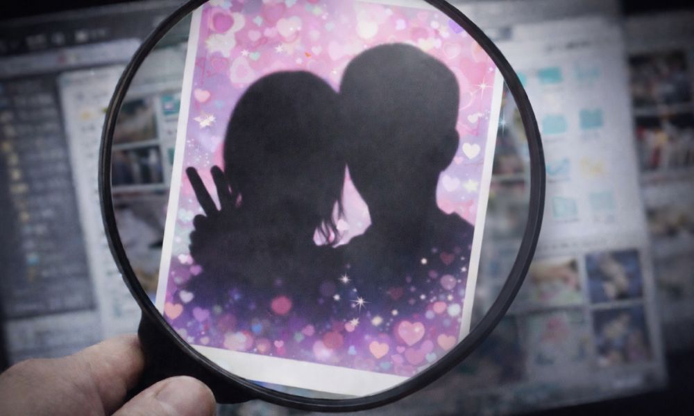 プリクラ流出をイメージしたカップルのシルエット写真