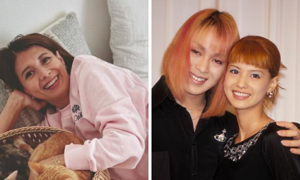 1999年頃の吉川ひなのとIZAMのツーショットと、2025年のリラックスした自然体の姿を並べた比較画像。若い頃の華やかな雰囲気と現在の落ち着いた印象の違いがわかる。
